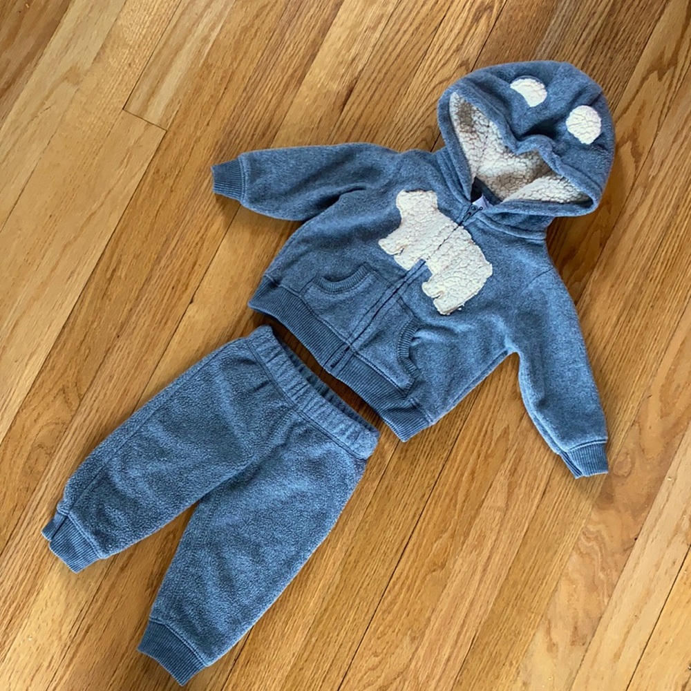 Polar bear fleece sweat suit